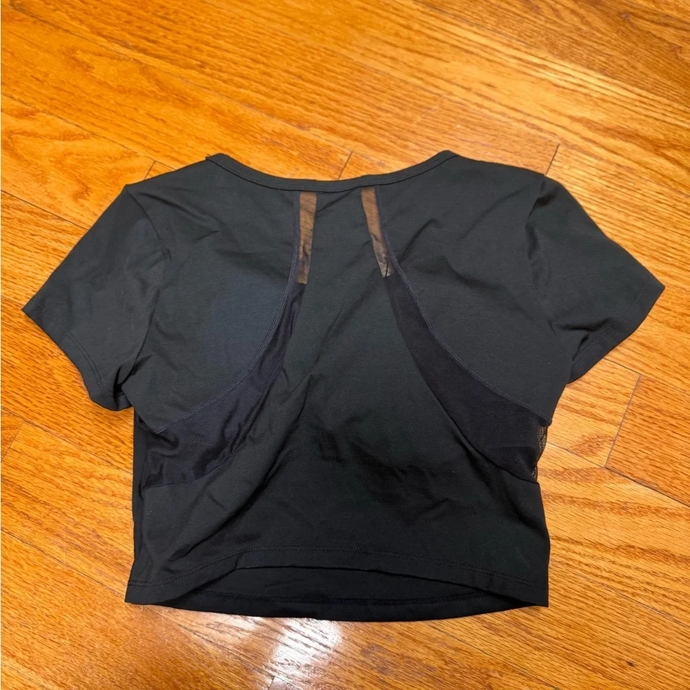 Black Women's Scoop Neck Crop Top - Picture 2 of 3